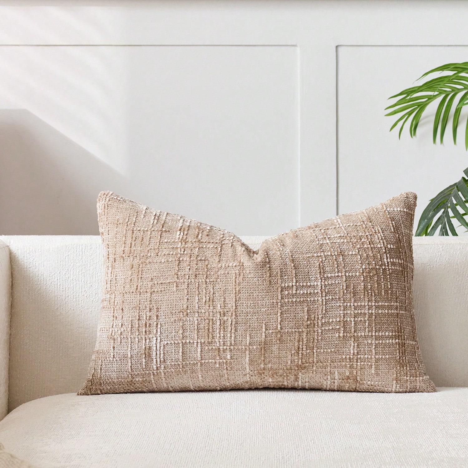 Pillow Cover 20X20 - 1 pièces Khaiki Chenille housse de