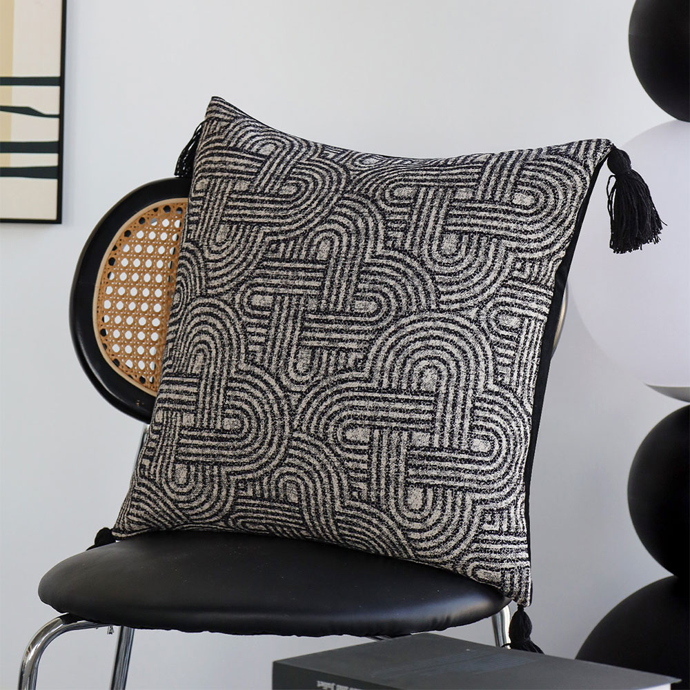 Pillow Cover 20X20 - Juste de coussin à pompon géométrique,