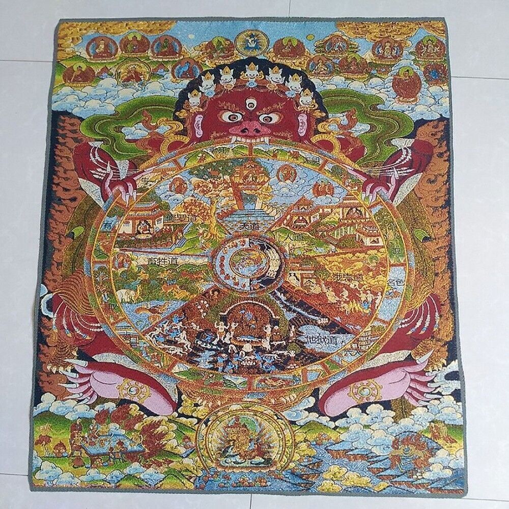 Peinture sur soie bouddhiste d - Vintage Home Textiles avis et prix