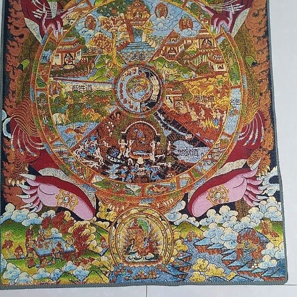 Peinture sur soie bouddhiste d - Vintage Home Textiles avis et prix