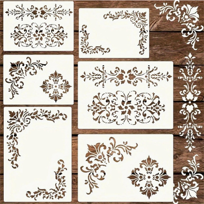 6 pochoirs floraux d'angle pou - Vintage Home Textiles avis et prix