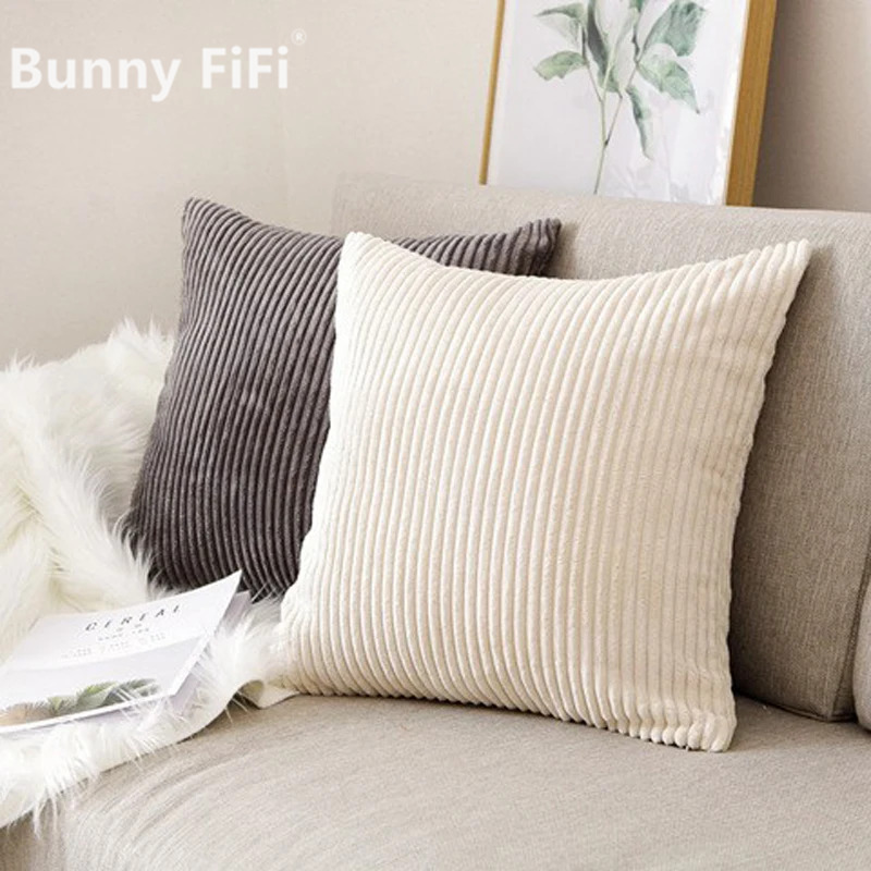 Housse de coussin rayée en vel - Pillow Cover 20X20 avis et prix