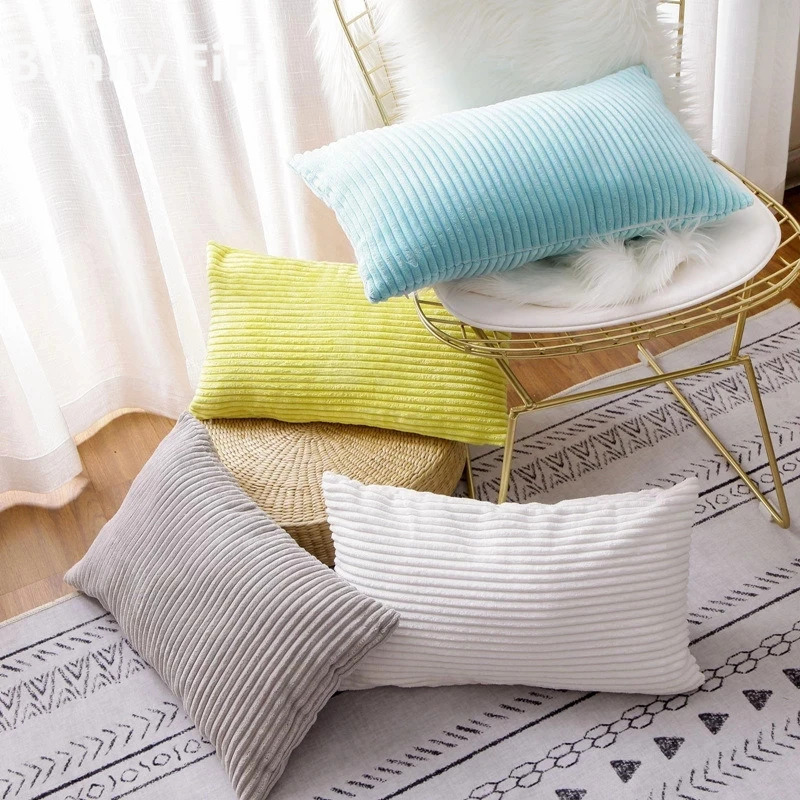 Housse de coussin rayée en vel - Pillow Cover 20X20 avis et prix